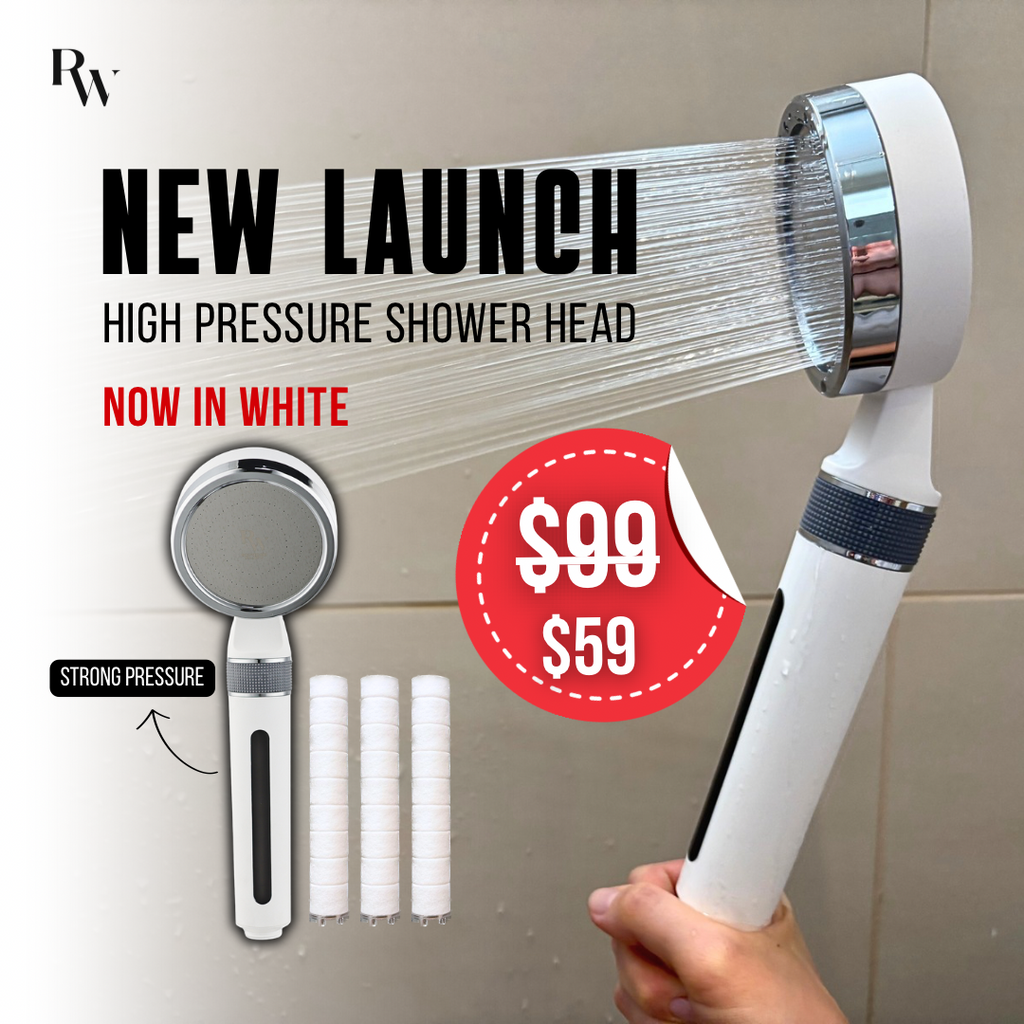 NEW: White High-Pressure Shower Head